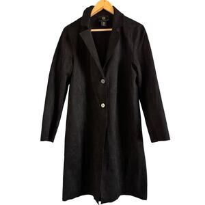 House Of Harlow 1960 Black Faux Suede Long Two Button Peacoat Size Medium